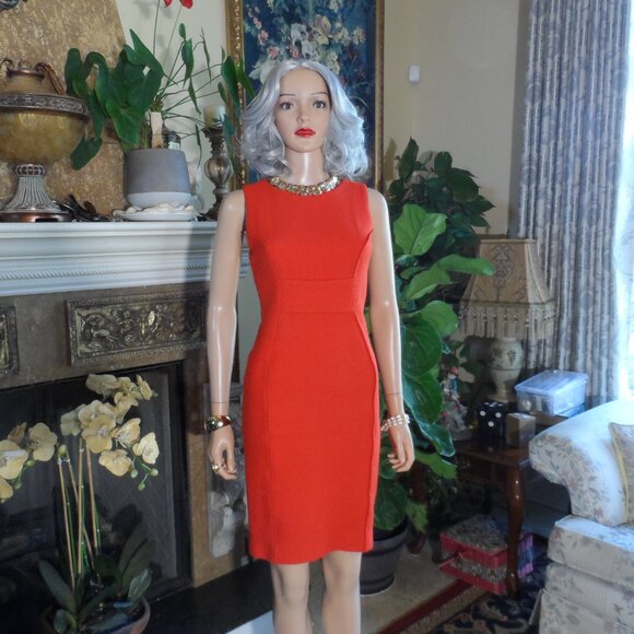 Carolina Herrera Orange Tweed Sheath Dress Size 2 - Picture 4 of 16